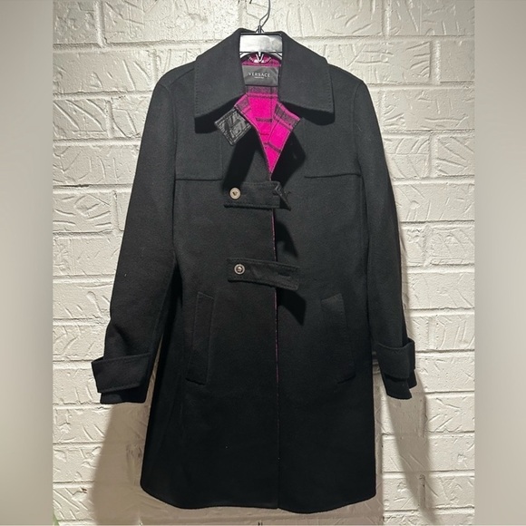 Versace Double Breasted Felt Wool Coat Size 46 - Picture 2 of 11